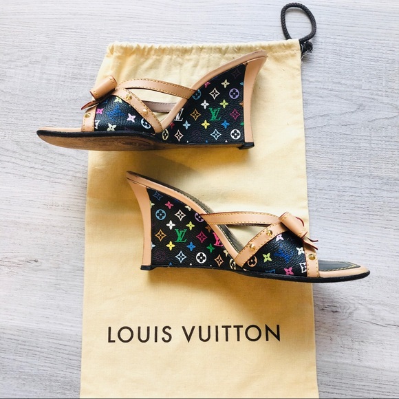 Louis Vuitton Shoes - Louis Vuitton Black Multicolor Wedges